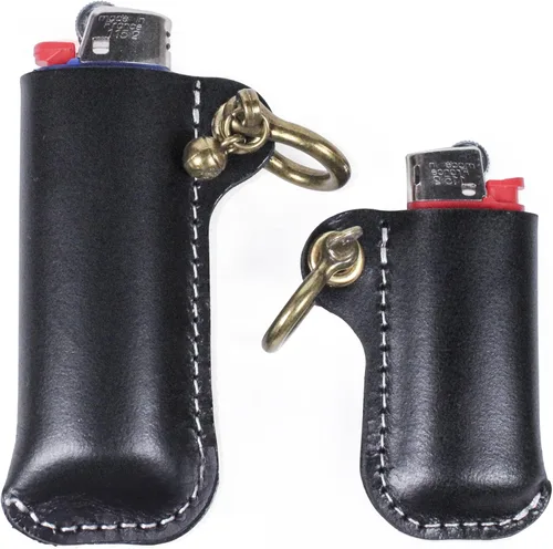 Miniatura 7 de HUMWE BIC - Funda para encendedor de cuero para encendedor de tamaño estándar, funda de cuero genuino con grilletes de herradura de metal