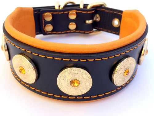 Miniatura 3 de Bestia Bijou - Collar de cuero para perro, collar de perro suave de 2 pulgadas de ancho con cojín ortopédico para mayor durabilidad y comodidad