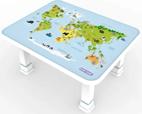 Baby Care Mesa de piso plegable para niños con alturas ajustables, para jugar, leer y merienda y más (mapa del mundo)