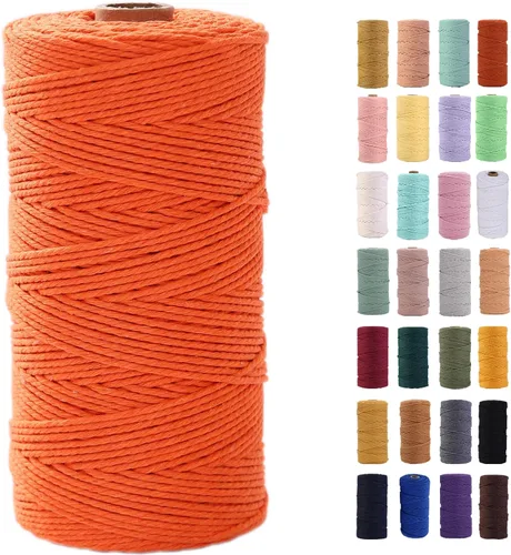 Miniatura 12 de Cordón de macramé gris rosado de 0.118 in x 109 yardas, cuerda de algodón colorido de algodón suave para colgar en la pared, colgar plantas