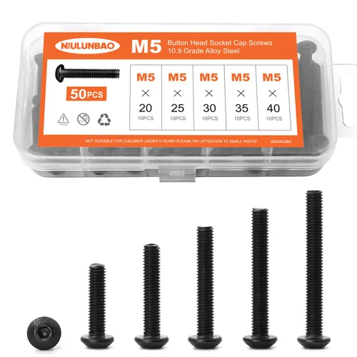 Miniatura 20 de Tornillos de cabeza de botón M8 x 0.394 in 0.472 in 0.630 in 0.787 in 0.984 in Tornillos de cabeza de botón Tornillos de acero de aleación de grado