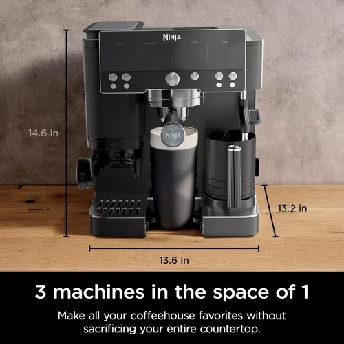 Miniatura 11 de Ninja Luxe Café Premier, máquina de café expreso, cafetera de goteo y preparación rápida en frío, molinillo integrado, manipulación asistida