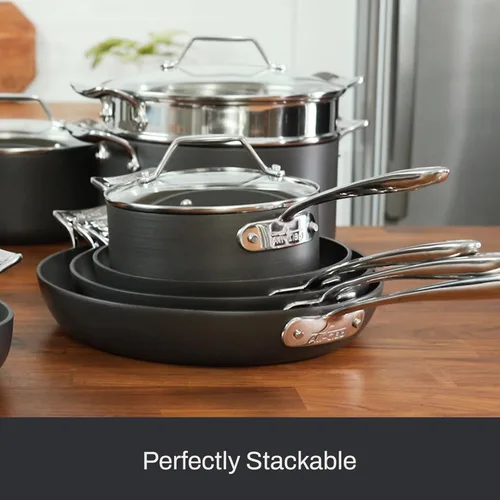 Miniatura 5 de All-Clad Essentials - Juego de utensilios de cocina antiadherentes anodizados duros, 10 piezas, aptos para horno, ollas y sartenes 350F, color negro