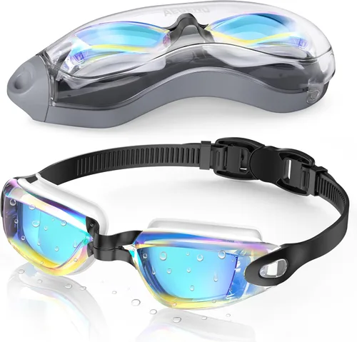 Miniatura 14 de Aegend Gafas de natación, gafas de natación sin fugas, protección completa para adultos, hombres, mujeres y jóvenes Azul y plateado.