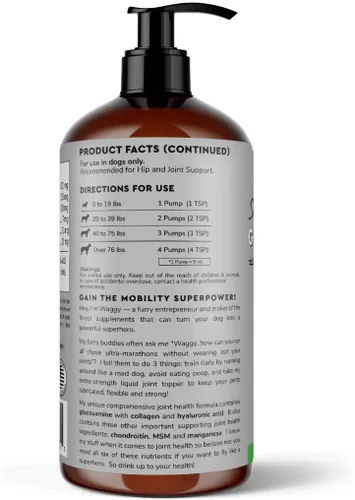 Miniatura 8 de WONDER PAWS Glucosamina líquida prémium para perros, apoyo articular fuerte, flexibilidad, cartílago y movilidad, suplemento de cadera