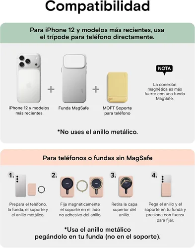Miniatura 9 de MOFT MOVAS - Billetera con trípode para teléfono, 3 en 1, soporte magnético compatible con NFC, soporte para tarjetas ajustable de cuero vegano