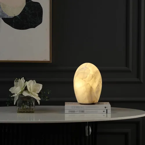 Miniatura 7 de Lámpara de piedra de calcita natural, cristal sólido de 15 libras (15.4 lbs), lámpara de mesa única hecha a mano, brillo cálido y regulable
