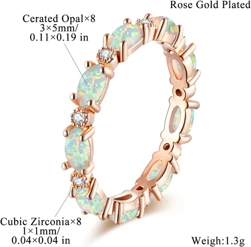 Miniatura 3 de CiNily Anillos de oro chapados en oro de 14 quilates, anillos de ópalo creado para mujer, compromiso Boda Anillos de compromiso de eternidad