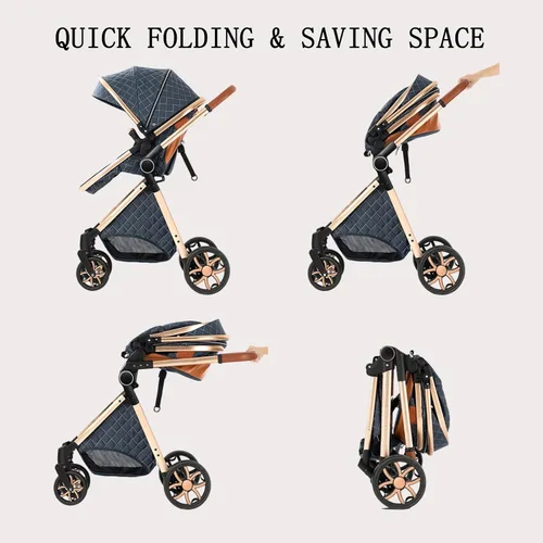 Miniatura 4 de Cochecito de bebé 2 en 1 con función de cochecito, plegable, portátil, cómodo, para bebés de 0 a 36 meses (negro)