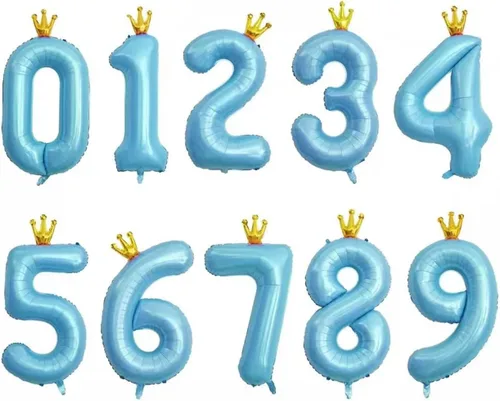 Miniatura 3 de Globos azules de 40 pulgadas con corona unida número 2, globos de segundo cumpleaños para decoraciones de fiesta de cumpleaños. (2)