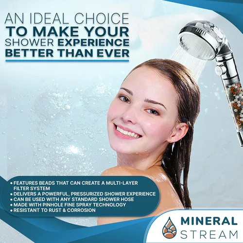 Miniatura 3 de MineralStream Cabezal de Ducha Iónico 2.0 Cabezal de Ducha de Alta Presión que Ahorra Agua con Perlas de Filtro Cabezales de Ducha Spa de Agua
