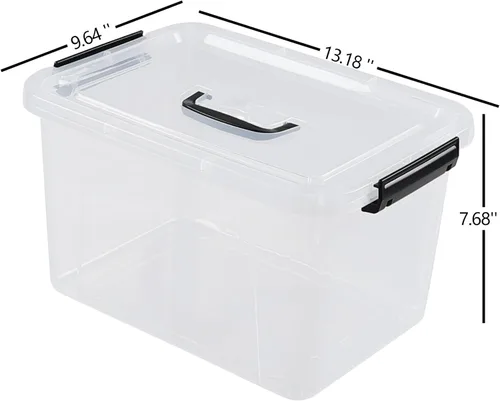 Miniatura 2 de Caja de almacenamiento de plástico de 10 litros, paquete de 4 contenedores de almacenamiento con cierre transparente con tapas