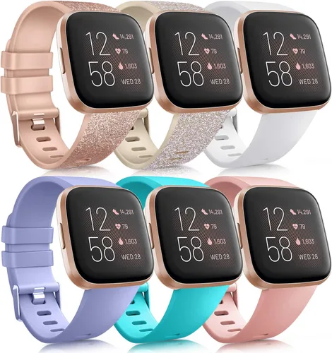 Miniatura 9 de Paquete de 6 correas deportivas compatibles con Fitbit Versa 2 / Fitbit Versa / Versa Lite / Versa SE, correas de repuesto clásicas de silicona