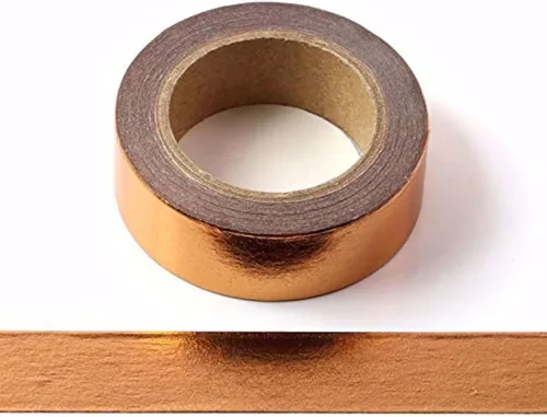 Cinta Washi de Lámina de Cobre Premium Metálica Autoadhesiva de Enmascarar para Decoración de Pared, Manualidades, Scrapbooking, Bordes de TV,