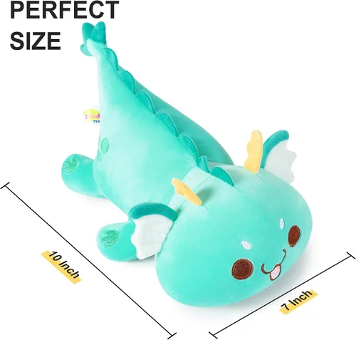 Miniatura 6 de Onsoyours Peluche de dragón gordito, adorable almohada de felpa suave para abrazar, lindo juguete de peluche Kawaii para niños