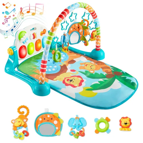 SYNCFUN Alfombra de juego para bebé, juguetes para el tiempo de barriga, juguetes de aprendizaje musical para bebés de 0 a 6 meses, adorable