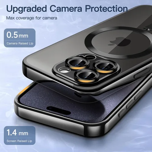 Miniatura 5 de JETech Funda magnética para iPhone 15 Pro de 6.1 pulgadas, protección completa de lente de cámara, compatible con carga inalámbrica MagSafe, funda