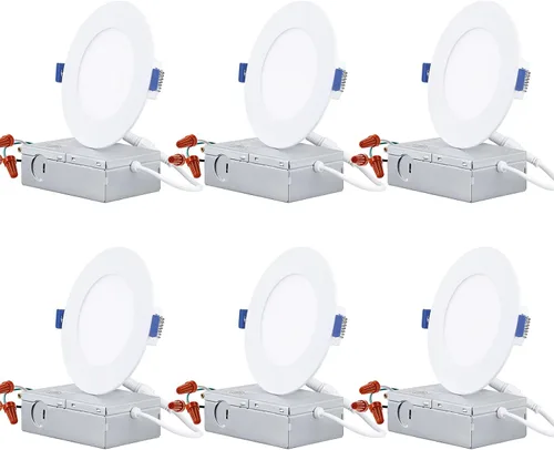 Miniatura 9 de TORCHSTAR Iluminación empotrable LED delgada de 4 pulgadas con caja J, CRI 90+, 5CCT regulable 700LM LED Downlight, ETL y Energy Star