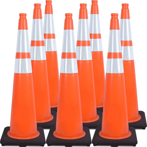 Miniatura 23 de Conos de Tráfico de PVC Naranja/Verde Fluorescente, Cono de Estacionamiento con Base Negra Pesada Estructuralmente Estable Resistente a