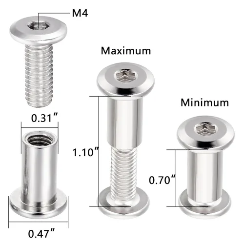 Miniatura 3 de Juego de 25 tornillos de metal para muebles M6x15mm Silver para muebles, juego de brocas hexagonales métricas, tornillos de cubierta de metal