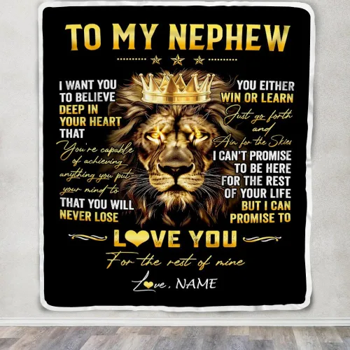 Miniatura 3 de Manta personalizada con texto en inglés «To My Nephew from Aunt Auntie Uncle You Will Never Lose Lion Nephew, cumpleaños, graduación, Navidad, manta