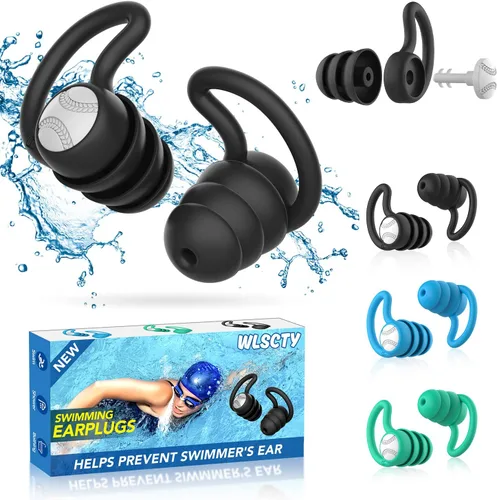 Miniatura 15 de Tapones para los oídos de natación impermeables, 1 par de tapones de silicona para los oídos para adultos y niños, tapones para los oídos