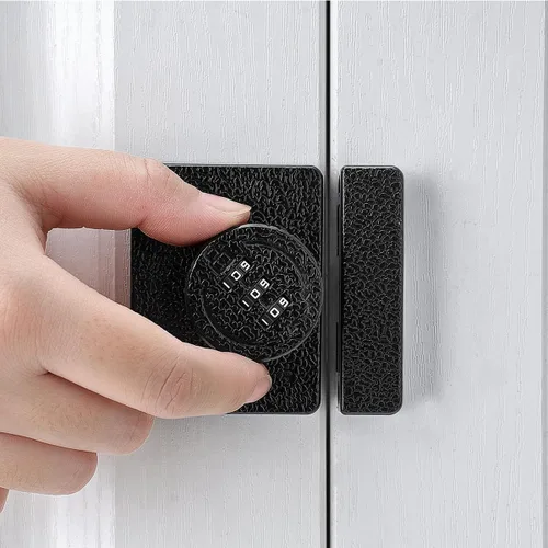 Miniatura 3 de INIRET Cerradura Negra para Gabinete, Contraseña de 3 Dígitos Sin Llave, Cerradura Anti-Forzadura Mecánica, Protege la Privacidad, para Cajones