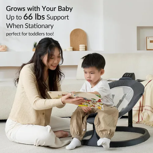 Miniatura 5 de VaVaSoo Columpio eléctrico 2 en 1 para bebé, asiento para niños pequeños de hasta 66 libras, soporte de doble brazo para mayor estabilidad, 3
