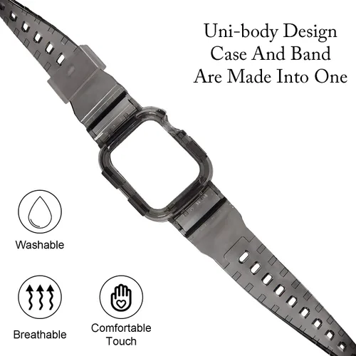 Miniatura 4 de Funda con correa compatible con Apple Watch de 1.57, 1.57, 1.57, 1.61, 1.65, 1.73 y 1.73 pulgadas; correa de silicona de TPU suave con funda