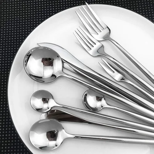 Miniatura 6 de Juego de cubiertos de 6 piezas con cuchillo de mantequilla, elegante cuchillo de acero inoxidable 18/10 para pulido de espejo, el mejor regalo