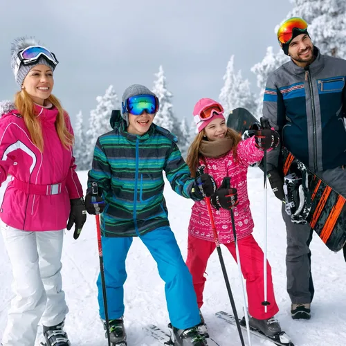 Miniatura 4 de Bencailor 4 pares de guantes de esquí para hombres, mujeres y niños, guantes de nieve resistentes al viento, guantes de invierno cálidos
