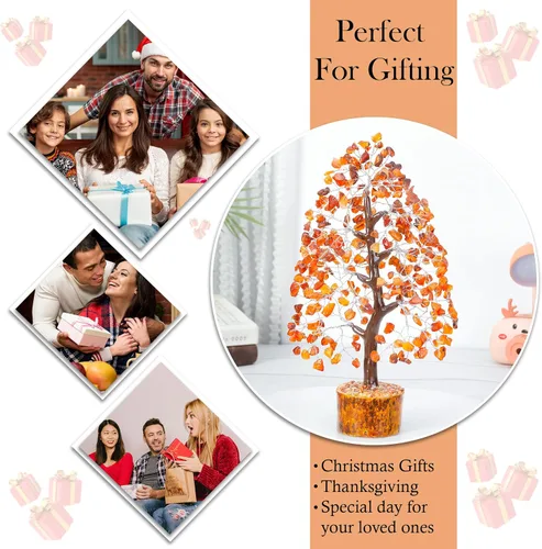 Miniatura 5 de ZAICUS Árbol de cristal de cornalina – Árbol de la vida de chakras, árbol de piedras preciosas para energía positiva, decoración de Feng Shui