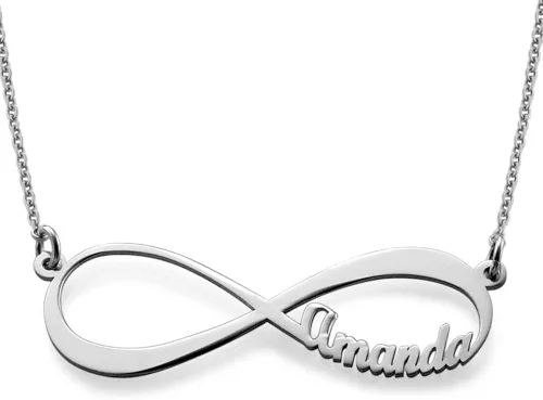 Miniatura 2 de MYKA - Collar con dije de infinito personalizado con nombre para parejas joyería de amor eterno con 1 o 2 nombres plata de ley chapado en oro