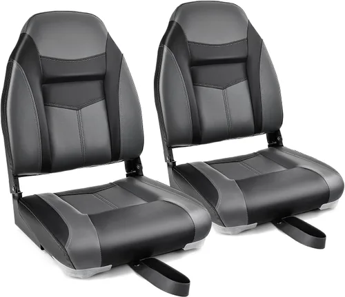 Miniatura 18 de Goplus Asientos para barco con respaldo bajo/alto, asiento plegable para barco con tornillos de acero inoxidable y bisagras de aluminio, acolchado