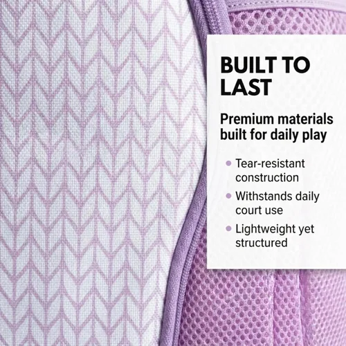 Miniatura 8 de Thorza Mochila de raqueta de tenis para mujer – Bolsa de tenis ligera que almacena 2 raquetas, pelotas y equipo deportivo – Mochila Púrpura