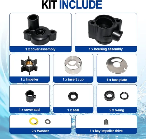 Miniatura 4 de MARKGOO Kit de reparación de impulsor de bomba de agua 70941A3 compatible con motores fueraborda Mercury y Mariner 4 4.5 6 7.5 9.8 HP Motor de barco