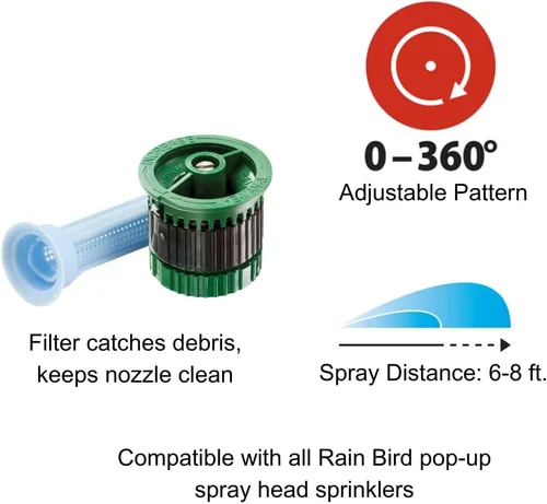 Miniatura 2 de Rain Bird HEVAN085PK Boquilla de pulverización de alta eficiencia, patrón ajustable de 0° a 360°, distancia de pulverización de 5 pies a 8 pies