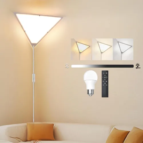 Miniatura 10 de Lámpara de esquina de lino con interruptor, lámparas de techo de esquina para sala de estar, lámpara de techo enchufable para áreas oscuras, lámpara