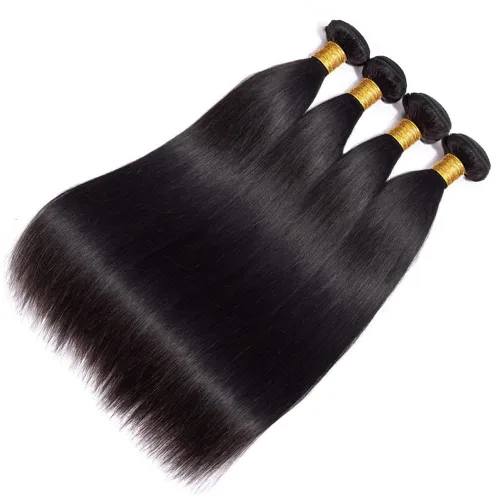 Miniatura 2 de 4 paquetes de cabello humano lacio brasileño de 14, 16, 18, 20 pulgadas, 100% sin procesar, virgen, lacio, paquetes de cabello humano
