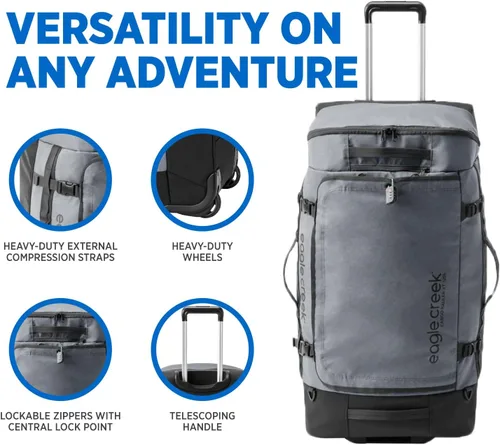 Miniatura 3 de eagle creek Cargo Hauler XT - Bolsa de lona con ruedas, asa telescópica y correas de mochila plegables, tapa en U con cerradura y bolsillo de acceso