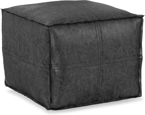 Miniatura 19 de SIMPLIHOME Grady Puf cuadrado – 18 pulgadas de ancho x 14 pulgadas de alto lana y algodón tejido a mano otomano en tono tierra, reposapiés Tono