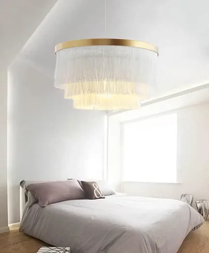 Miniatura 6 de Lámparas colgantes románticas nórdicas con borlas y lámparas de techo modernas creativas de 3 niveles en blanco