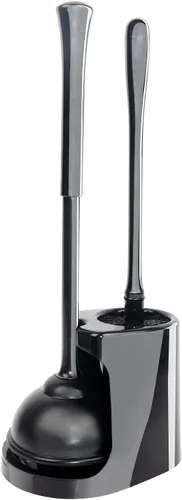 Miniatura 9 de Juego de cepillo de inodoro y soporte CELOX, cepillo compacto para inodoro con base de ventilación transpirable, kit de limpieza para baño, negro