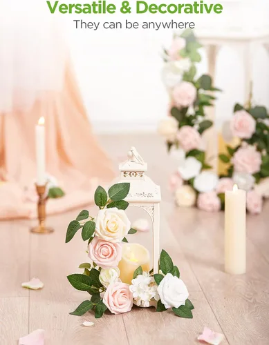 Miniatura 5 de InnoGear Flores artificiales, 100 rosas falsas de espuma blanca a granel con tallos para decoración, ramos de boda, centros de mesa, despedida