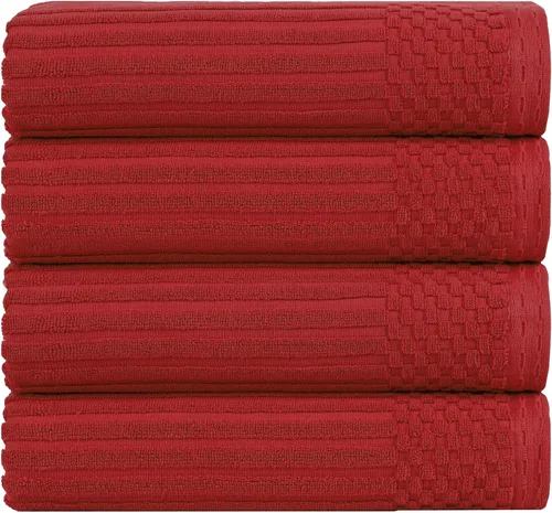 Miniatura 21 de Superior Juego de 6 toallas de algodón sólido y acanalado, toallas de cara de 13 x 13 pulgadas, toallas de mano de 16 x 28 pulgadas, toallas de baño