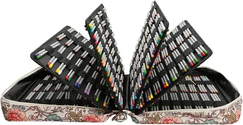 Miniatura 3 de Estuche para lápices de color con 480 ranuras, soporte para lápices con práctico envoltorio y cremallera, soporte multicapa para bolígrafos o Mar