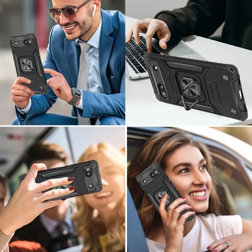 Miniatura 6 de HNHYGETE Funda para Pixel 6a con protector de pantalla HD, soporte giratorio de grado militar de 360° (resistente) a prueba de golpes para Google