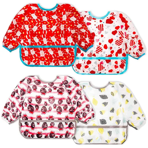 Joyo roy Baberos a prueba de desorden para bebé niña, baberos impermeables para niños pequeños de 1 a 3 años, suaves y lavables a máquina, babero de