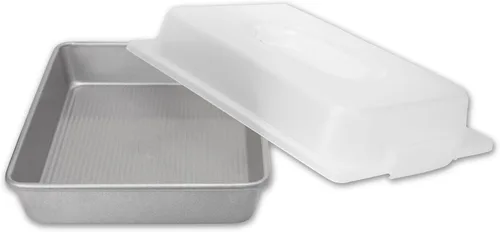 Miniatura 3 de USA Pan 1117RCLD-ST-1 - Sartén rectangular antiadherente con tapa, 9 x 13 pulgadas, color blanco