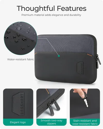 Miniatura 4 de BAGSMART Estuche Organizador de Electrónica para Viaje para Tabletas de 10.2 Pulgadas, Bolsa de Techo Esencial para Banco de Energía, Tarjetas SD